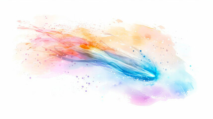 Fototapeta premium Watercolor illustration of a comet flying through space. Concept of colorful cosmic scene, stars, meteorite, meteor, and vibrant sky. Print, design, fantasy art