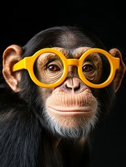 Fototapeta premium Chimpanzee with Round Glasses