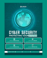 Cyber security modern banner or flyer template, Cybersecurity Information safety leaflet design or flyer	
