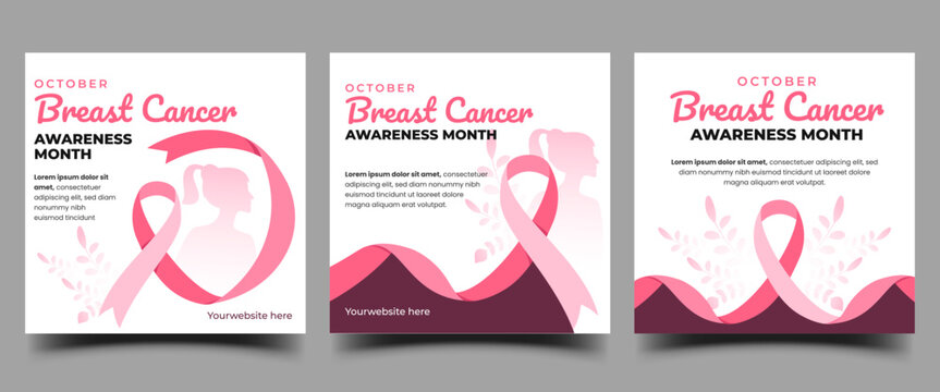 Breast cancer awareness month october social media post template design
