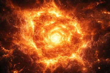 Obraz premium Fiery cosmic swirl symbolizing the birth of a galaxy representing energy creation and the mysteries of the universe in a dynamic glowing space