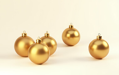 golden christmas balls white background computer generated image rendering style