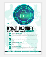 Cyber security modern banner or flyer template, Cybersecurity Information safety leaflet design or flyer	