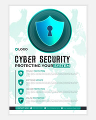 Cyber security modern banner or flyer template, Cybersecurity Information safety leaflet design or flyer	