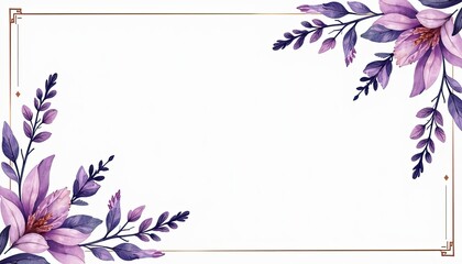 Copper and lavender floral design on white background Chic watercolor floral pattern for trendy greeting cards wedding invitations posters and banners with customizable text space.