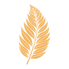Fototapeta premium Silhouette of yellow rowan leaf on white background. Autumn design element. Flat style illustration
