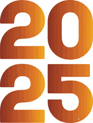 Happy New Year 2025 text design vector art and illustration