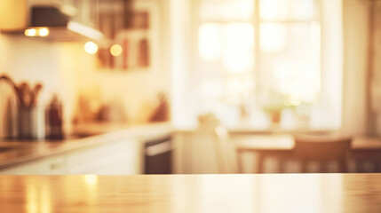 A blurred cozy kitchen bathed in soft light, featuring pastel tones and an inviting atmosphere perfect for gatherings