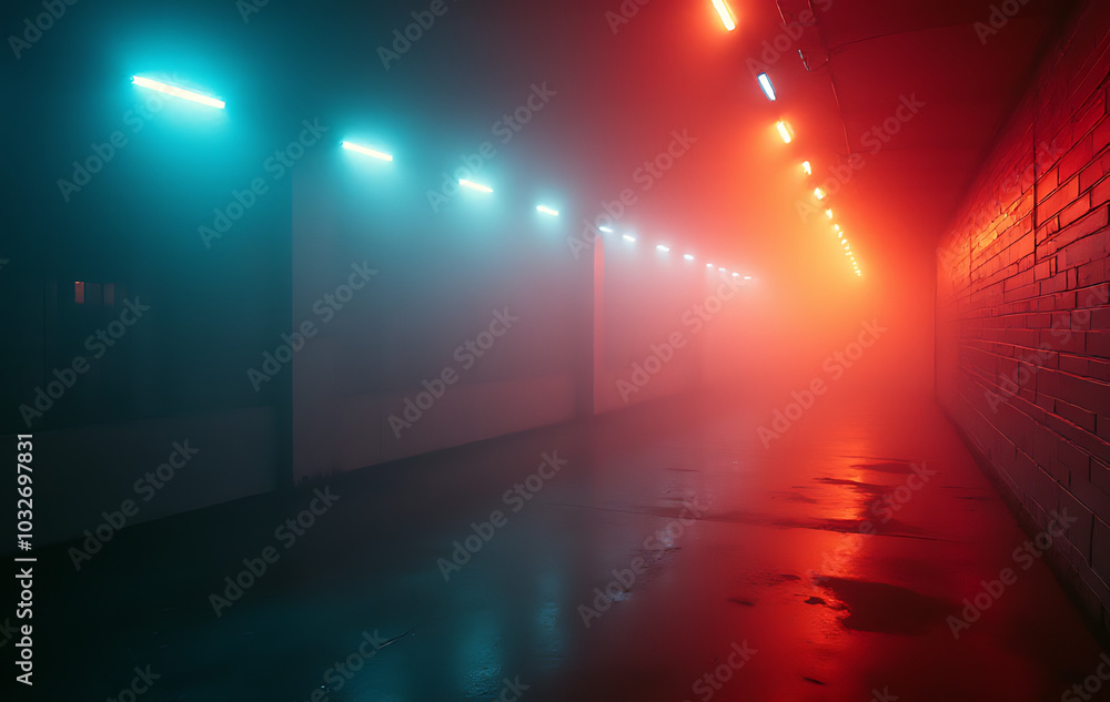 Poster faded metallic colors shimmering lights create disorienting visual effect abstract somewhat unclear 
