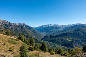 Spectacular view of the Benasque valley. Huesca, Aragon, Spain.