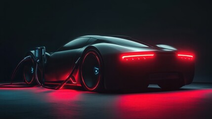 Power supply for hybrid electric car charging battery. Eco car concept.