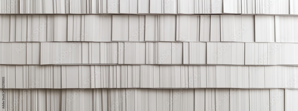 Poster uniformly stacked paper sheets, ready for printing, showcasing precision and organization in a works