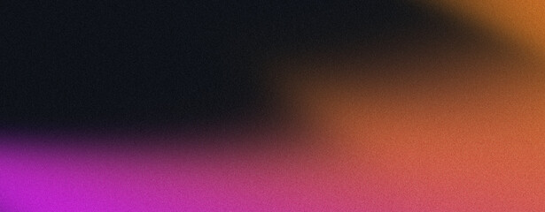 Color gradient background, orange purple black grain noise texture abstract design, copy space