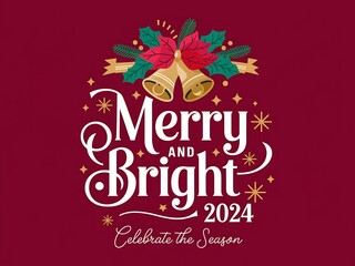 Obraz premium Festive Christmas Greeting with Bells, Holly, and Poinsettia