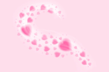 Heart trail on pink background. Flower particles flying in magic wind. Love, romantic concept. Stock vector illustration in realistic style.