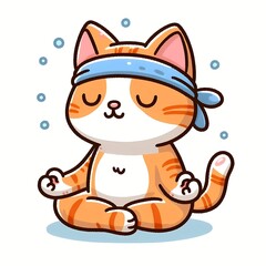 Cute Cat Yoga Cartoon vector Icon Illustration