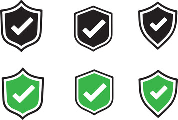Tick mark approved with shield icon silhouette vector illustration