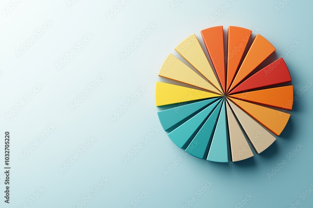 Aufkleber colorful pie chart segment design on a soft blue background with ample space for text.
