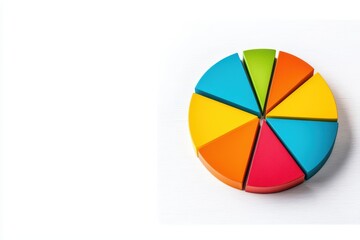 Fototapeta premium Colorful segmented pie chart on a white background, representing data visualization in a modern business context.
