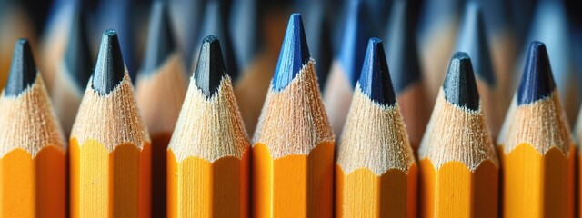 Sharpened Pencils in a Neat Row, uniformity in design, ideal for writing or drawing, perfect for students and artists alike