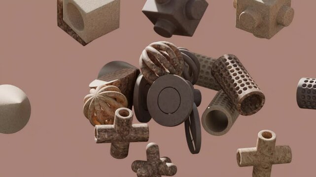 4K animation of geometric shapes in motion