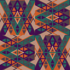 Bright Geometric Winter Christmas Seamless Pattern with Diamond Shapes and Bold Colors