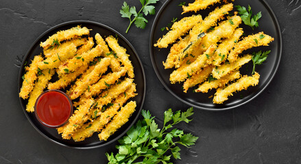 Homemade fried zucchini sticks