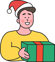 People in Christmas atmosphere and elements