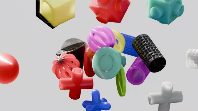4K animation of geometric shapes in motion