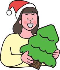 People in Christmas atmosphere and elements