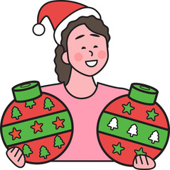 People in Christmas atmosphere and elements