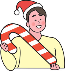 People in Christmas atmosphere and elements