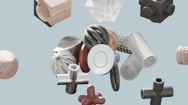 4K animation of geometric shapes in motion