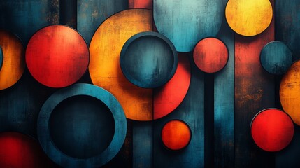 Abstract Circular Shapes on a Textured Background