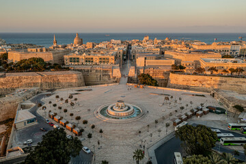 View Towards City Gate and Triton Fountain, Valletta, Malta