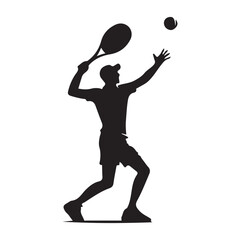 Tennis serve  silhouette vector  black color white background 