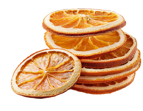 Set of Dried oranges isolated on white background, cut out