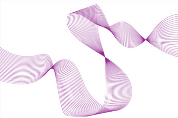 Dynamic sound waves of lilac color on a light background Abstract wave