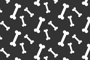 White bones on black background. Halloween background. Vector pattern. Flat style illustration