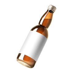 glass beer bottle, whiskey, cognac, brandy beer bottle isolated on white background, mockup, blank, plain, 3d illustration, 3d rendering