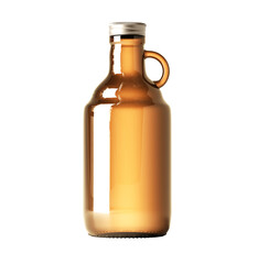 glass beer bottle, whiskey, cognac, brandy beer bottle isolated on white background, mockup, blank, plain, 3d illustration, 3d rendering