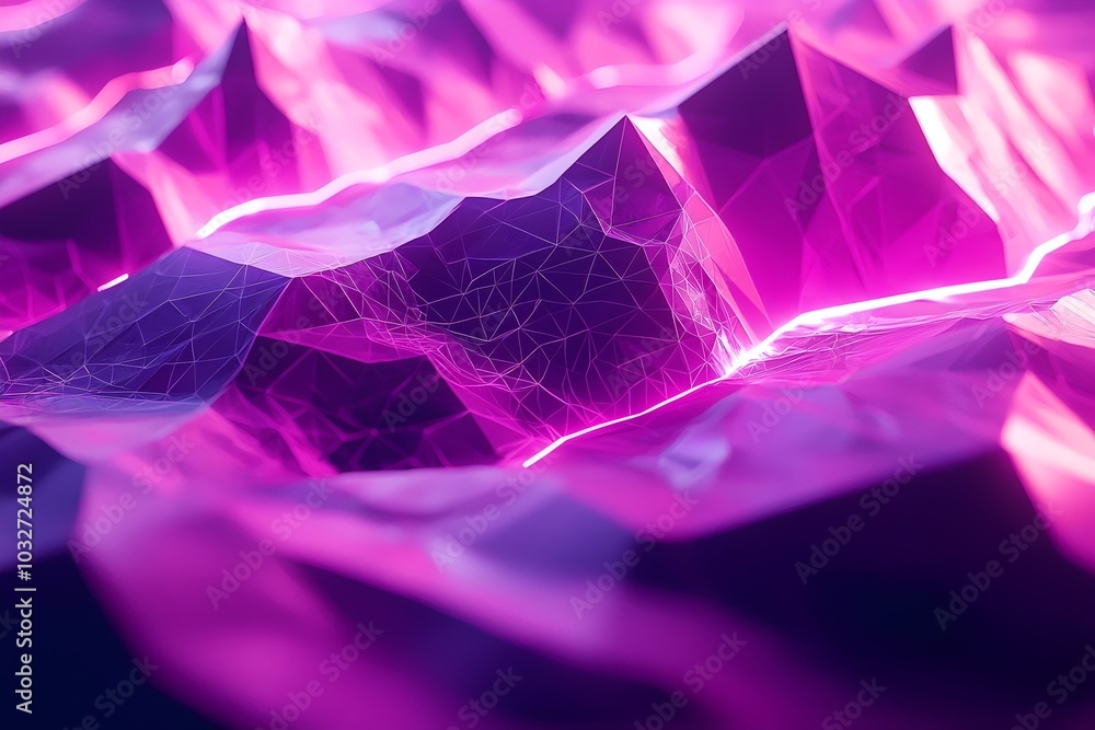 Poster abstract purple and pink background with glowing lines and geometric shapes. this abstract texture i