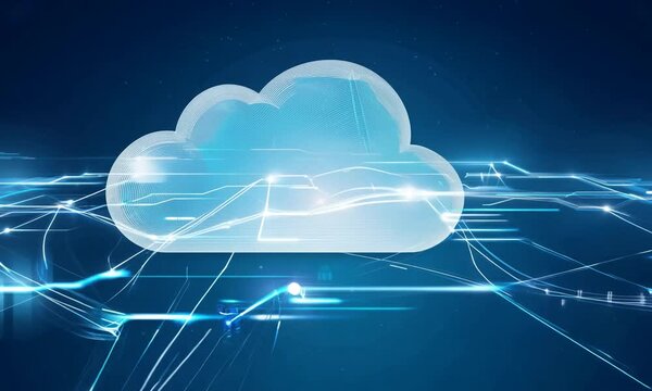cloud computing concept on blue background, cloud computing technology