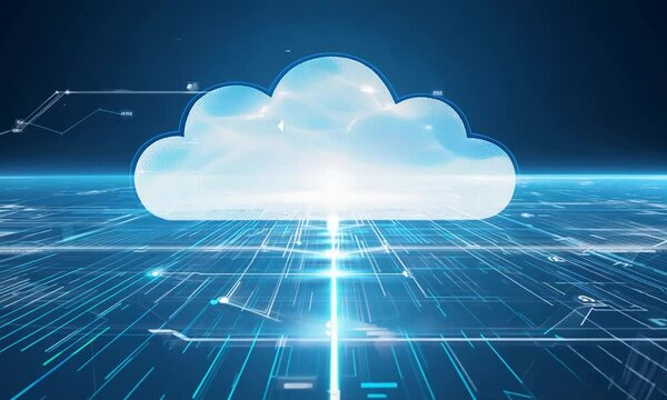 cloud computing concept on blue background, cloud computing technology