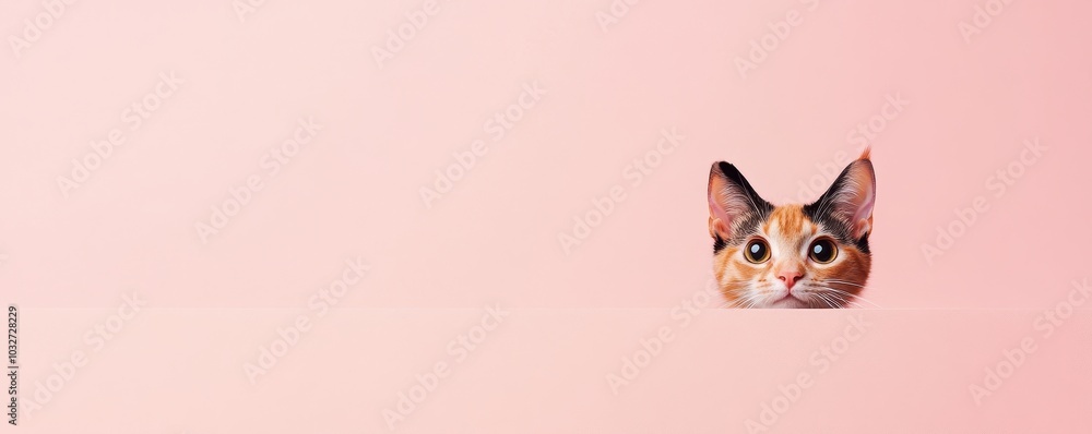 Poster minimalist abstract cat portrait on soft background