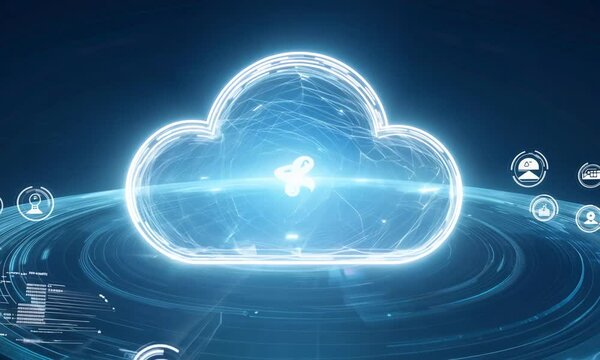 cloud computing concept on blue background, cloud computing technology