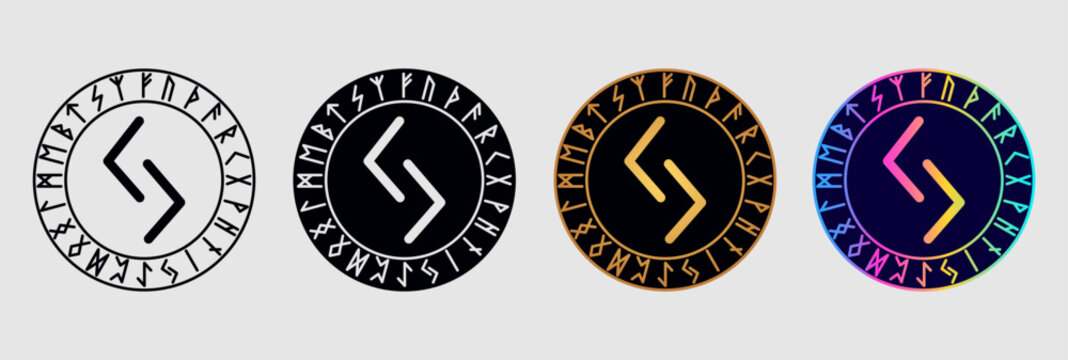 Scandinavian rune Jera  in different design variations.