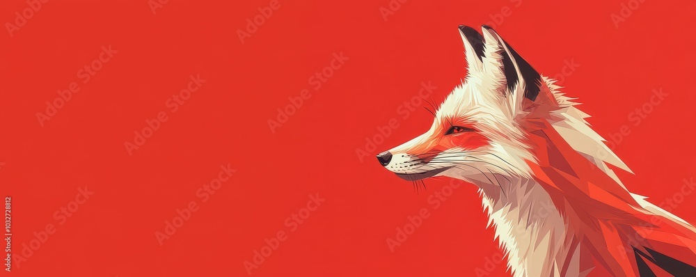 Poster abstract fox illustration with angular shapes