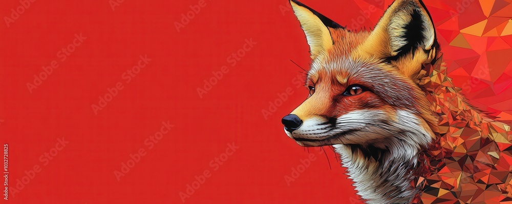 Poster geometric fox with sharp angular shapes