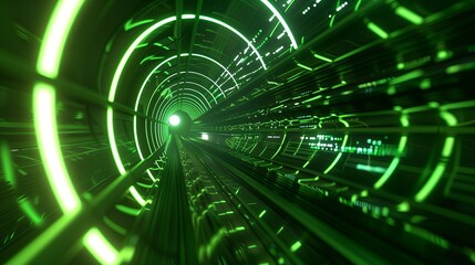 Fototapeta premium Abstract tunnel background, virtual reality integration, essence of progression, glowing lines and light